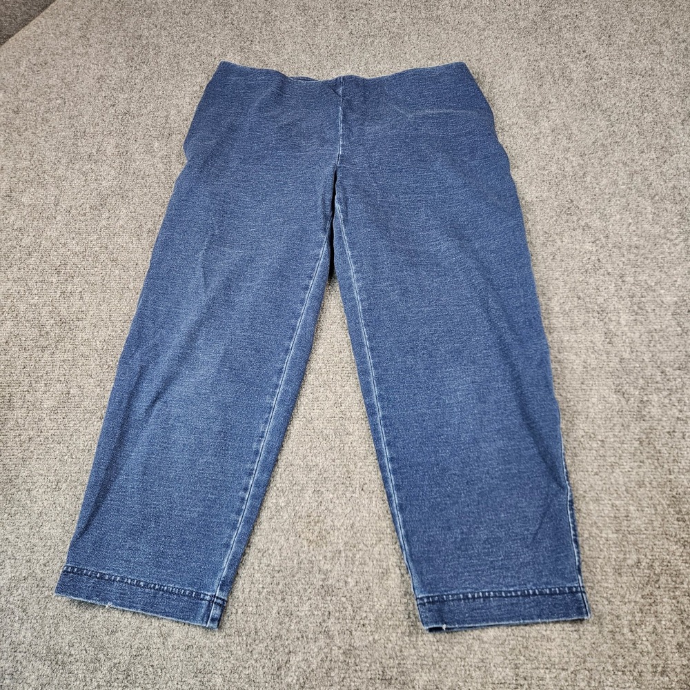 Pure Jill Indigo Slim Crops Womens Small Blue Knit Pull On Stretch Pants - Picture 1 of 11